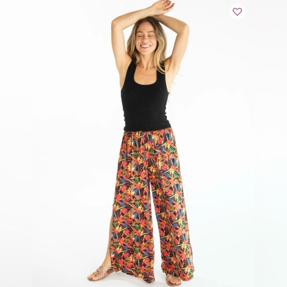 Natural Life Tropical Floral Fiona Palazzo Pant MultIcolor Wide Leg Size M NWT